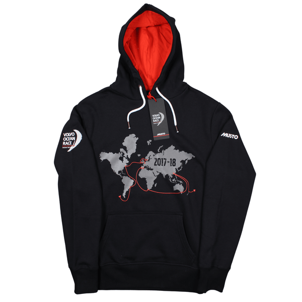 Front of the Musto Hong Kong 2017-18 Tour Hoodie in Black with Red hood